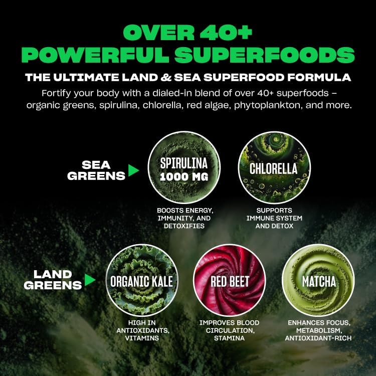 Mutant Big Greens Sea Greens Reds Antioxidants phytonutrients 1000mg spirulina  Probiotic 294 gr - Galeri