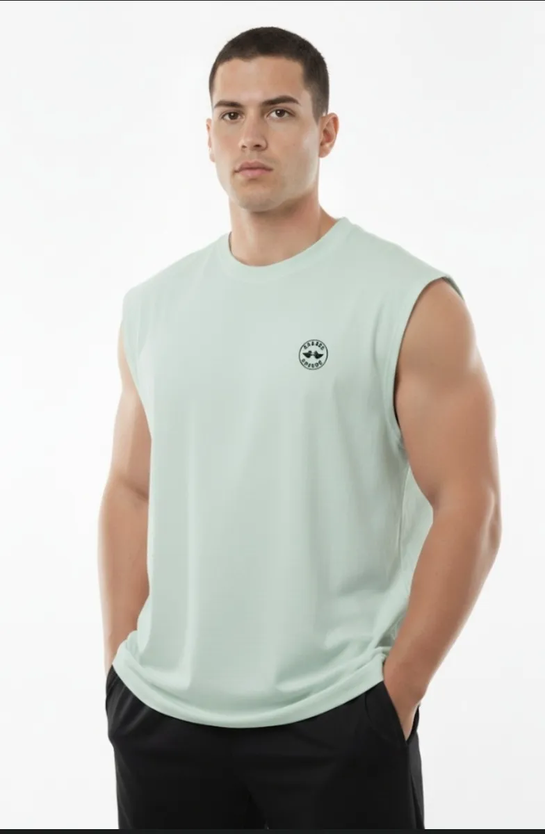 Bisiklet Yaka Yeşil Kolsuz Tişört