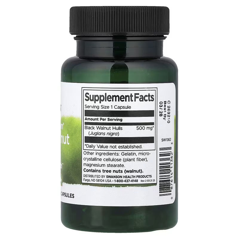 Swanson Full Spectrum Black Walnut Hulls Digestive Health 500 mg 60 Caps - Galeri