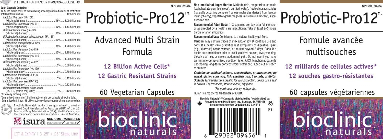 Bioclinic Naturals Probiotic Pro (lactobacillus+bifidobacterium) 12 Billion milliards 60 vcaps - Galeri