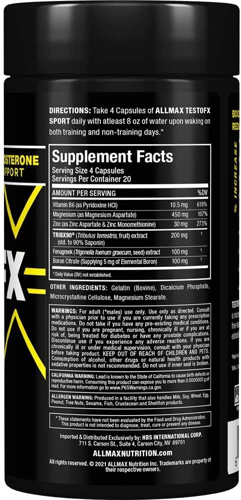 ALLMAX TESTOFX Sport Test Booster Tribulus Fenugreek Boron - 80 Caps - Galeri