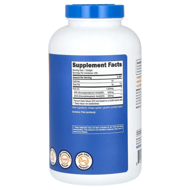 Nutricost Fish Oil Balık Yağı 1000mg 560mg of Omega 3 240 Softgels - Galeri