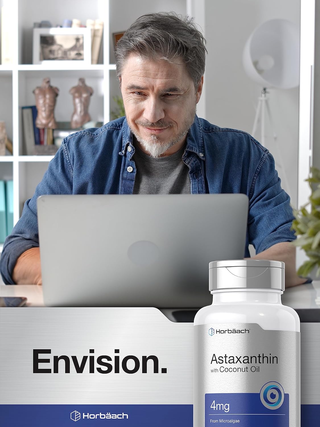 Horbäach Astaxanthin with Coconut Oil Skin Eyes Heart Support 4mg | 150 Softgels - Galeri