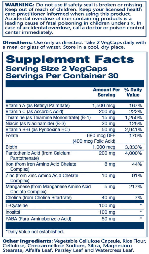 Solaray, Hair Nutrients, (Biotin+Zinc+İnositol+Paba+Thiamine+Folate) 60 Vegetable Caps - Galeri