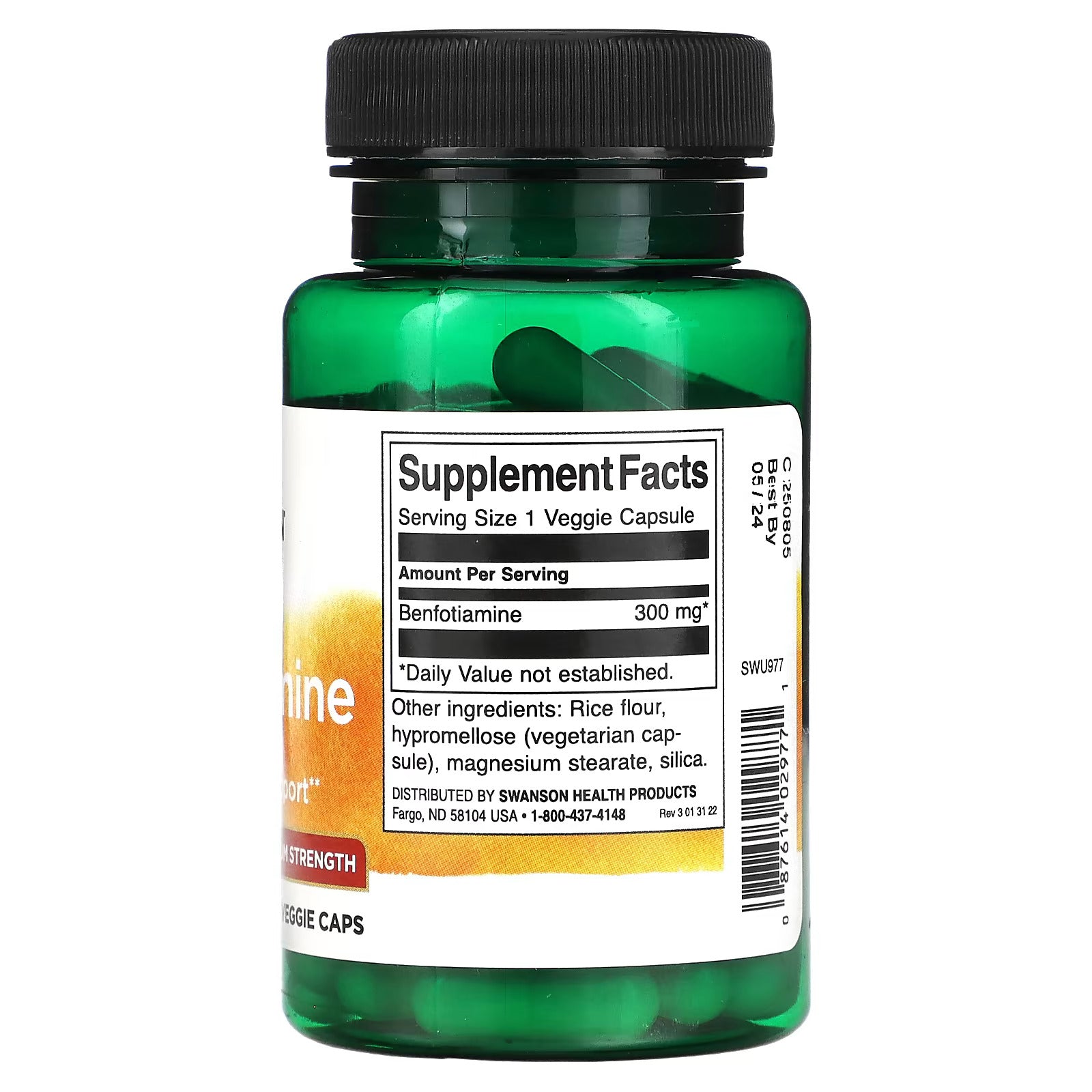 Swanson Benfotiamine Maximum Strength 300 mg 60 Vegetarian Caps - Galeri