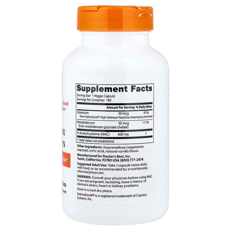 Doctor’s Best Doctor’s Best 600 mg Nac Detox Selenium Molybdenum Regulators 180 C - Galeri