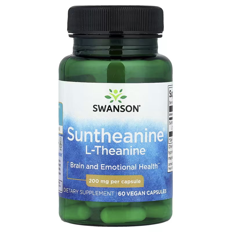 Swanson Suntheanine L-Theanine Brain & Cognitive 200 mg 60 Vegan Capsules