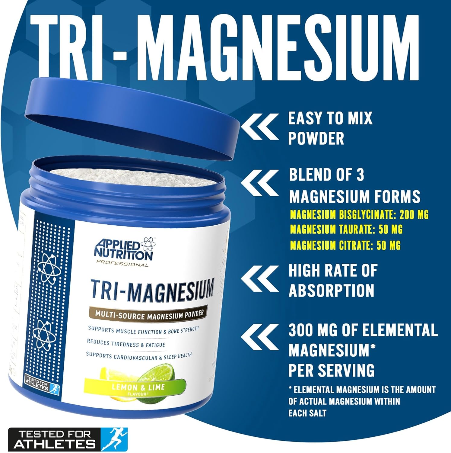 Applied Nutrition Tri-Magnesium Magnezyum Complex Glycinate+Taurate+Citrate Powder 50 Servis - Galeri