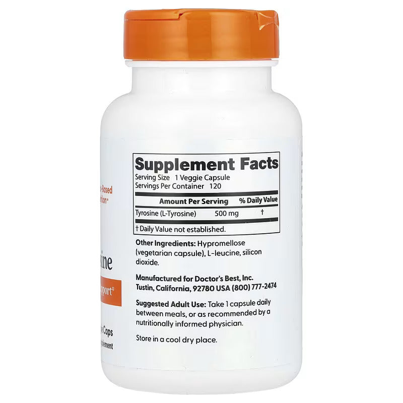 Doctor's Best L-Tyrosine Brain Transmitter Support 500 mg 120 Veggie Caps - Galeri