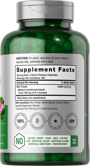Horbäach Milk Thistle 4:1 Extract Non-GMO Gluten Free 300 Caps - Galeri