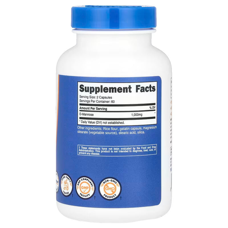 Nutricost D-Mannose 1000 mg 120 Capsules - Galeri