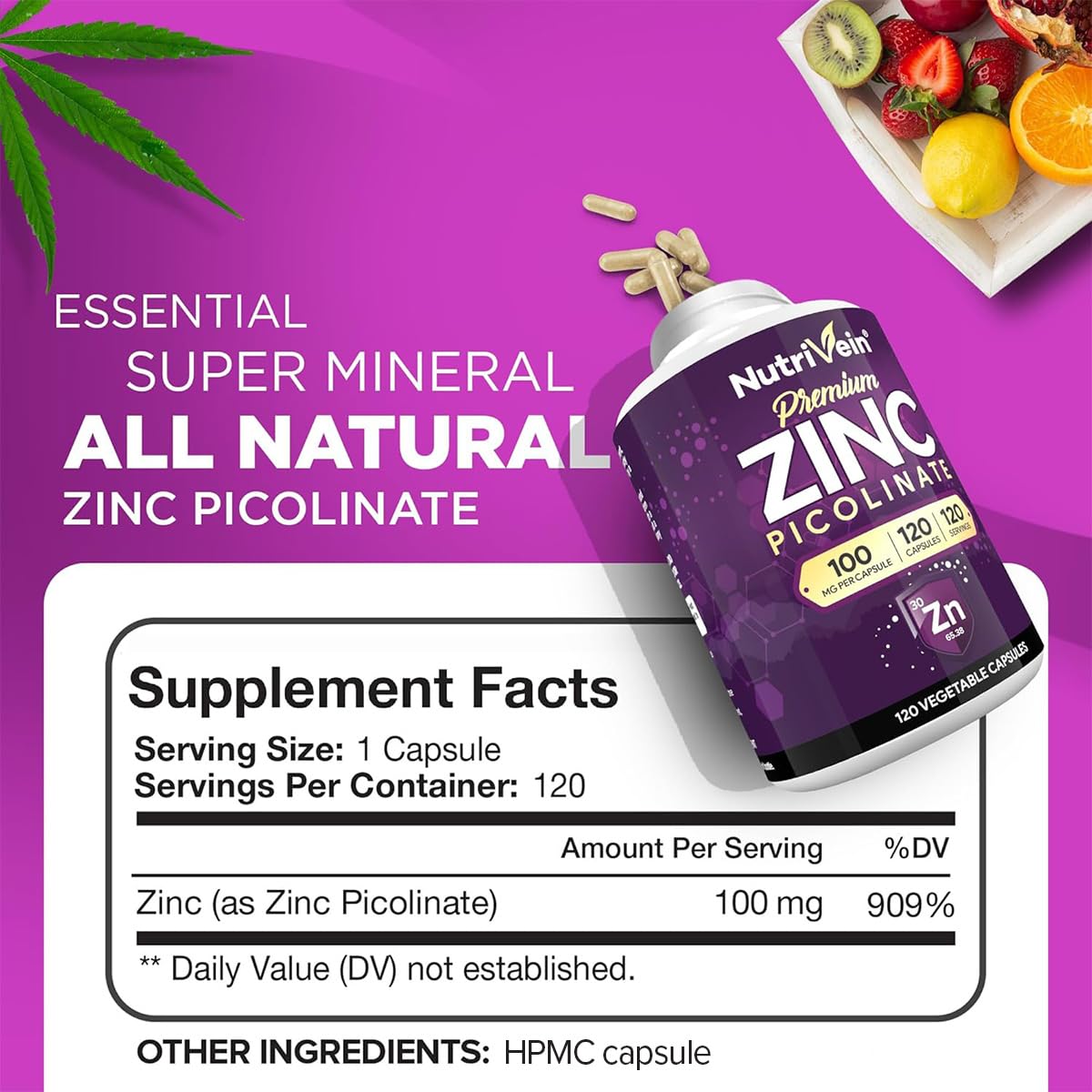 Nutrivein Zinc(Çinko) Picolinate 100 mg - 120 Caps - Galeri