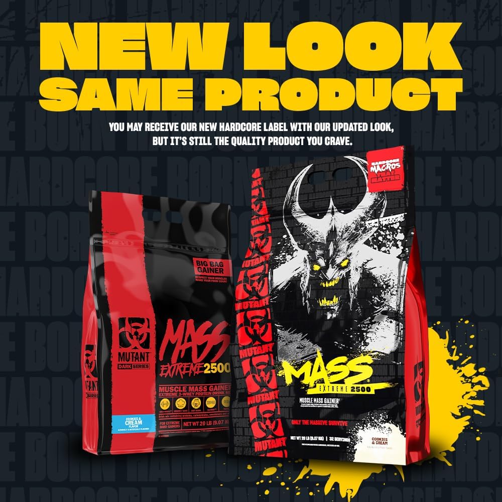 Mutant Mass Extreme Gainer – Whey Protein Powder – Build Muscle Size and Strength – High Density Clean Calories - Galeri