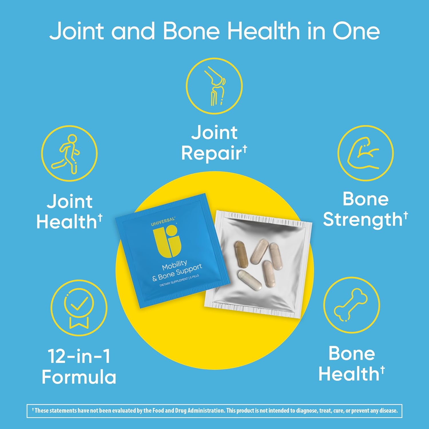Universal U Mobility & Bone Joint & Cartilage Multivitamin Collagen Turmeric Glucosamine Chondroitin MSM 30 Packs - Galeri