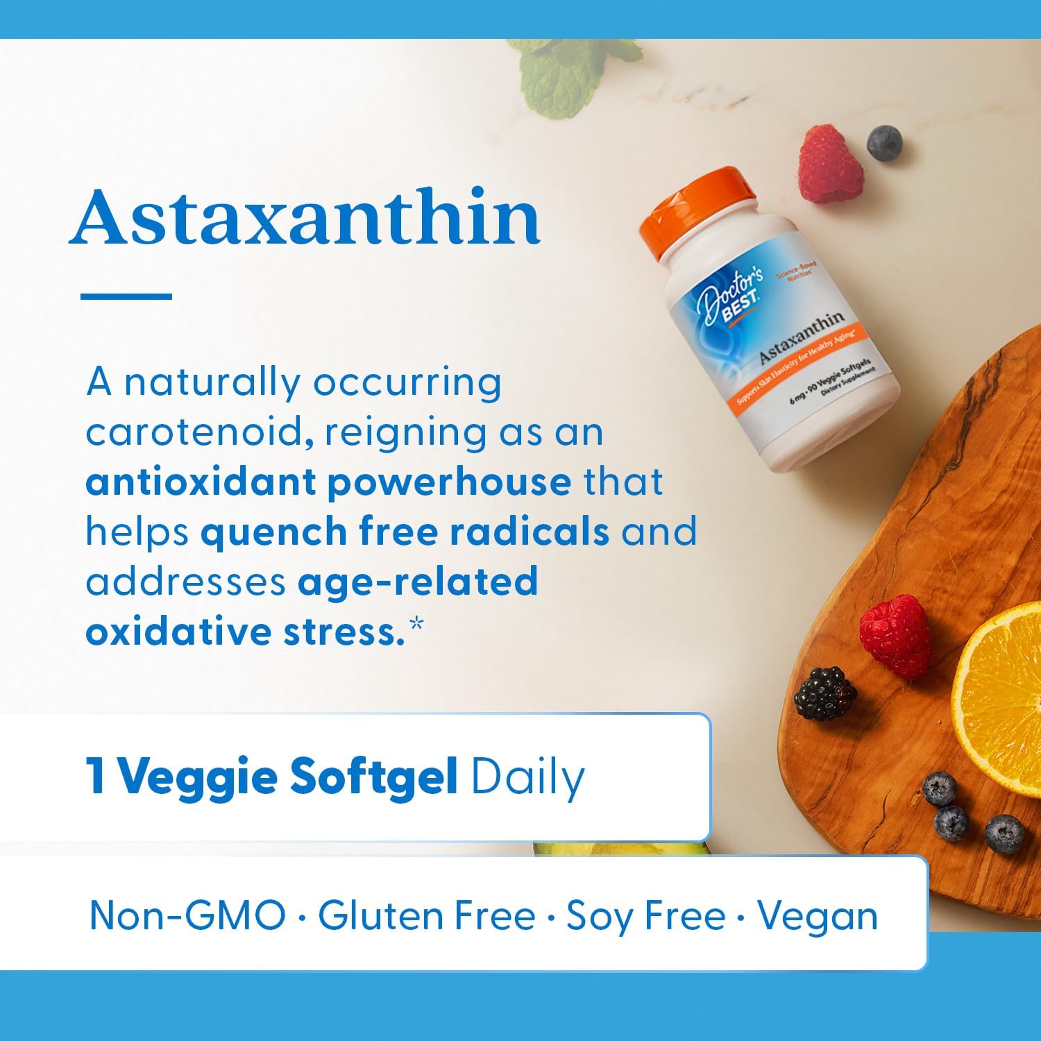 Doctors BEST Astaxanthin with AstaReal Supports Skin Elasticity for Healthy Aging 90 Softgels - Galeri
