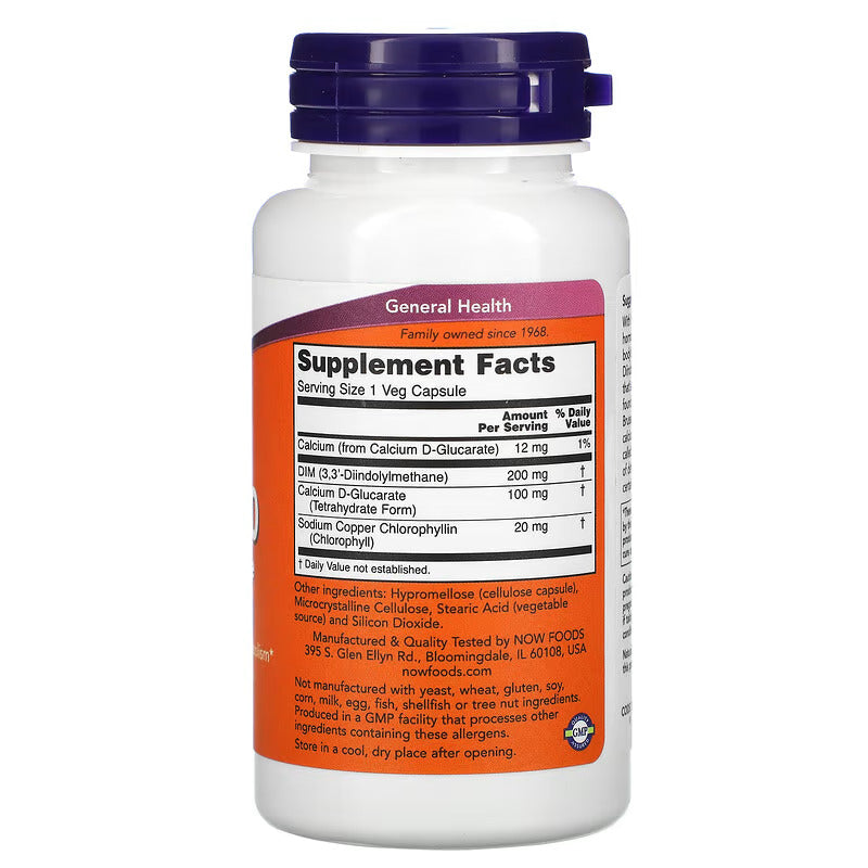 NOW Foods Supplements, DIM 200 (Diindolylmethane) with Calcium D-Glucarate, 90 Veg Capsules - Galeri