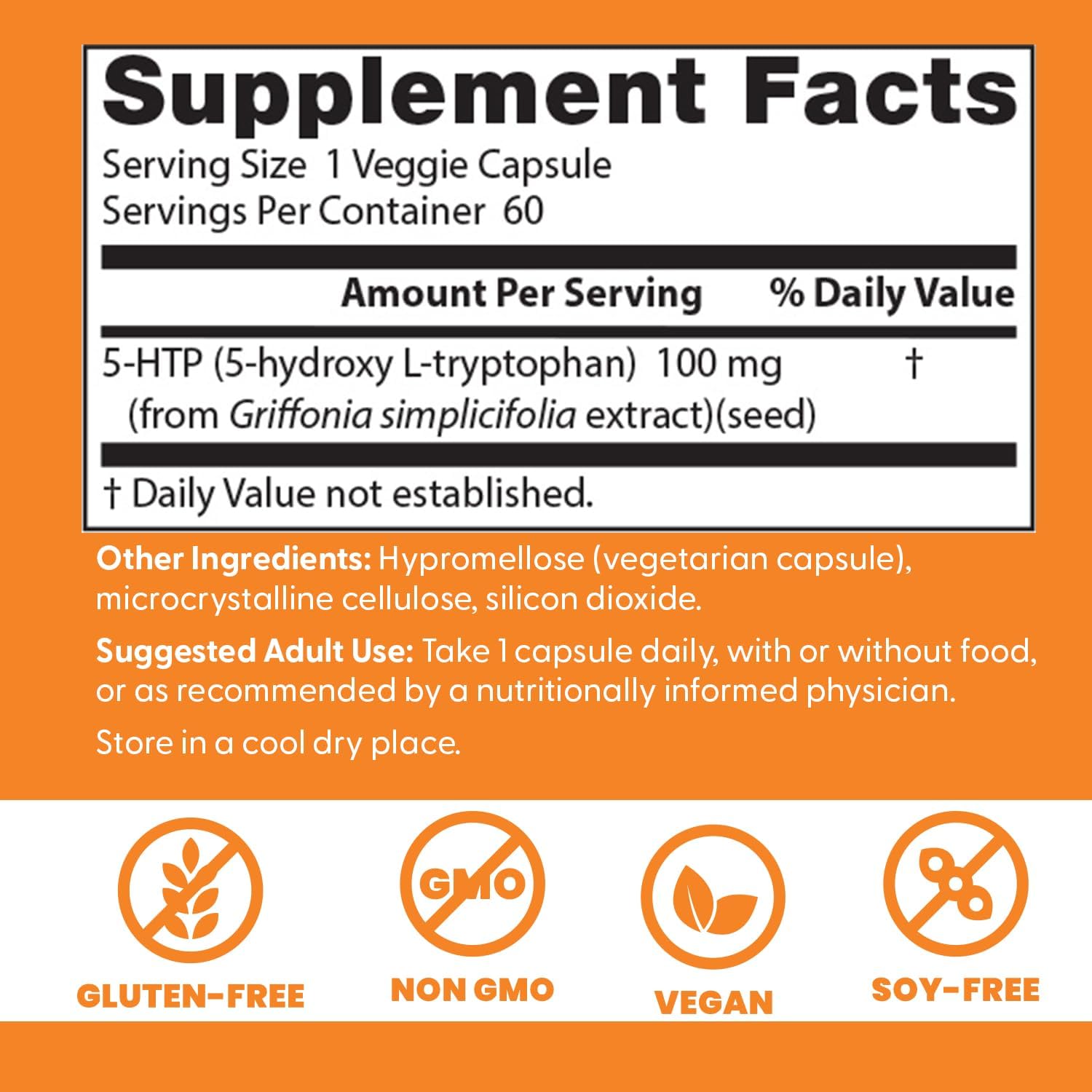 Doctors Best 5-HTP tryptophan Supports Mental & Emotional Well-Being 60 Veggie Caps - Galeri