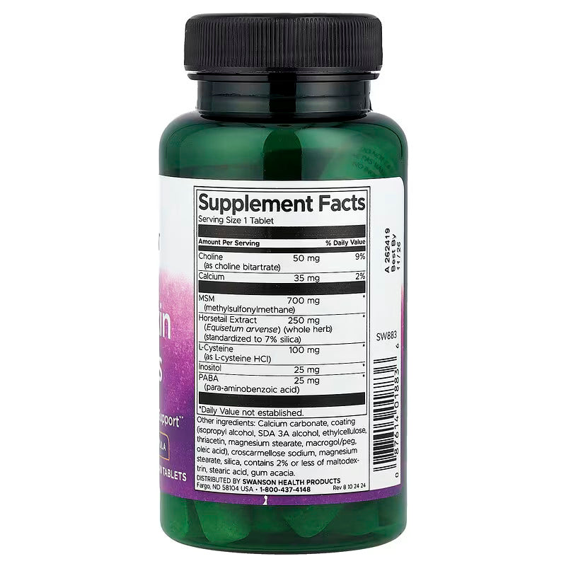 Swanson Hair Skin & Nails Beautifying inositol paba msm 60 Vegan Tablets - Galeri