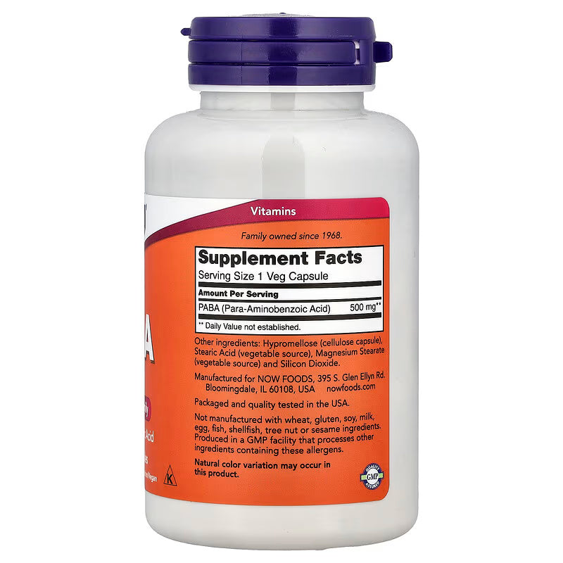 NOW Foods PABA 500 mg 100 Capsules - Galeri