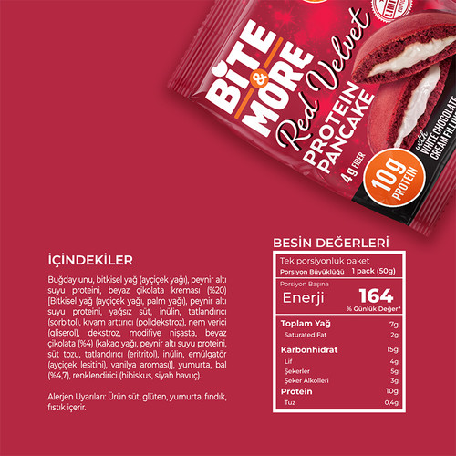 Red Velvet Beyaz Çikolatalı Protein Pankek (50g x12 Adet) - Galeri