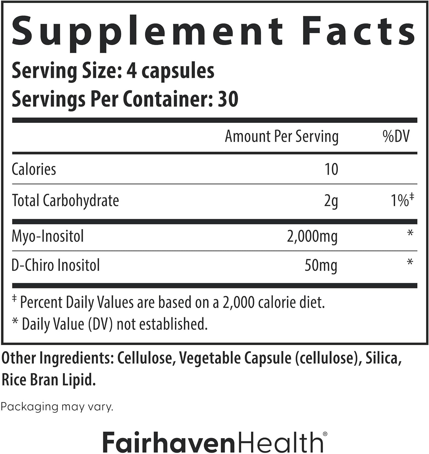 Fairhaven Health Myo-Inositol D-Chiro Inositol for Women 40:1 Female Fertility for Women and Hormone Balance 120 Caps - Galeri