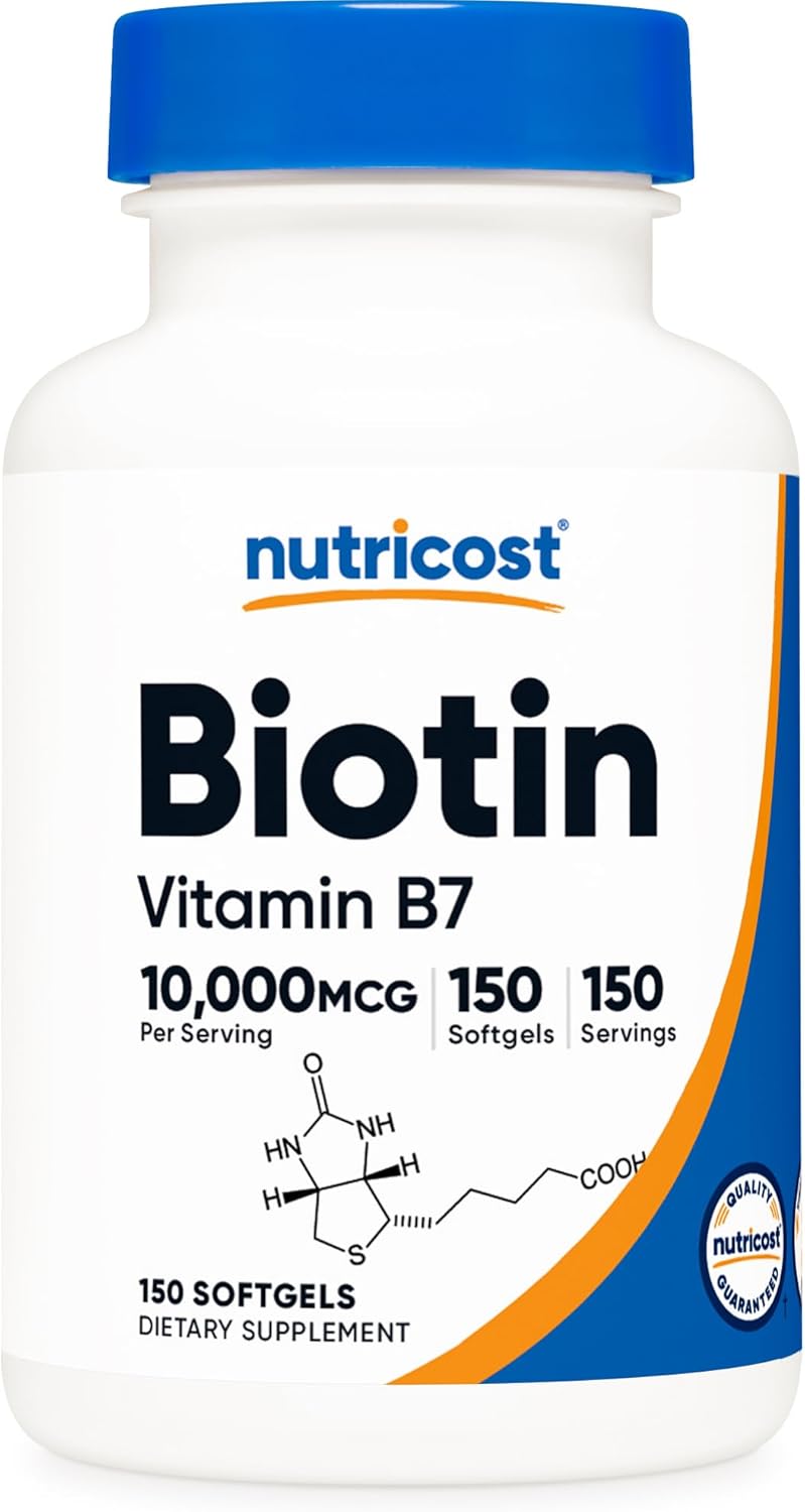 Nutricost Biotin Vitamin B7 Hair Skin 10,000mcg 150 Softgels