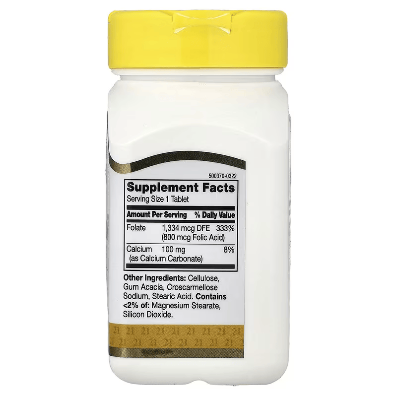 21st Century Folic Acid Vitamin B9 Folate Heart Health 800 mcg 180 Easy to Swallow Tablets - Galeri