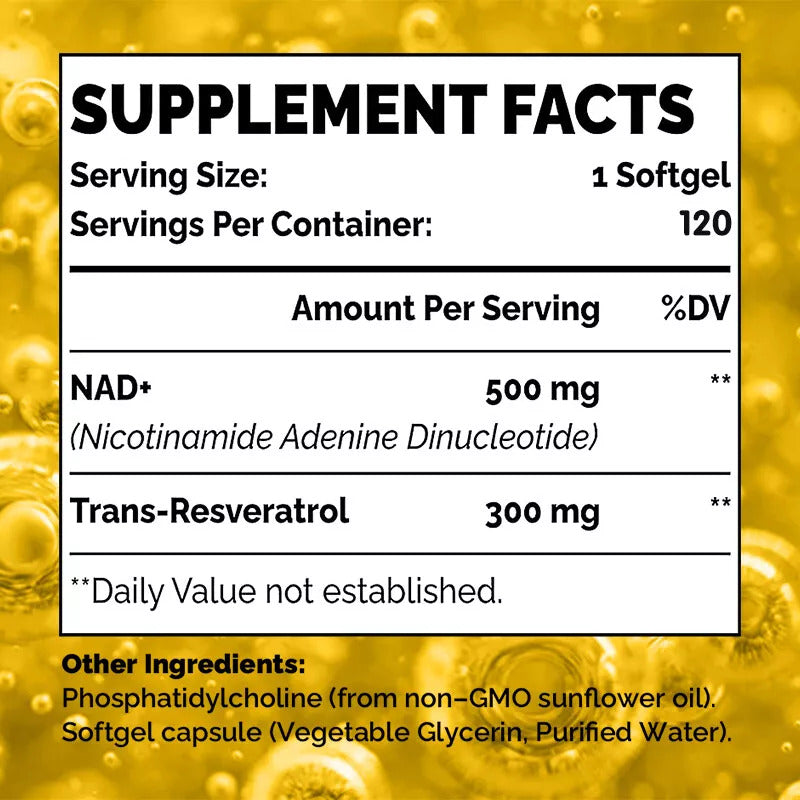 Tecepec Liposomal NAD+ Resveratrol 800mg - for Anti Aging, Nicotinamide Booster, Cell Regenerator - Galeri