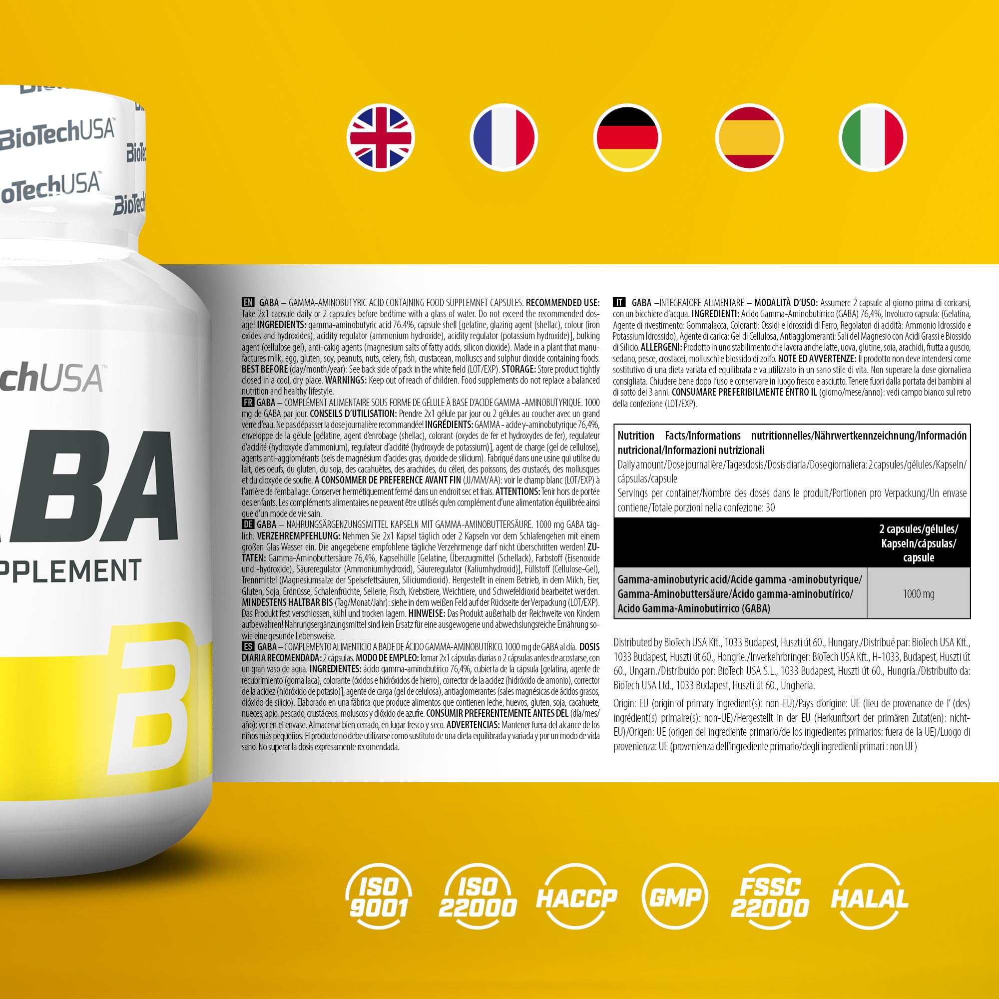 Biotech USA GABA 1000 MG - 60 capsules - Galeri