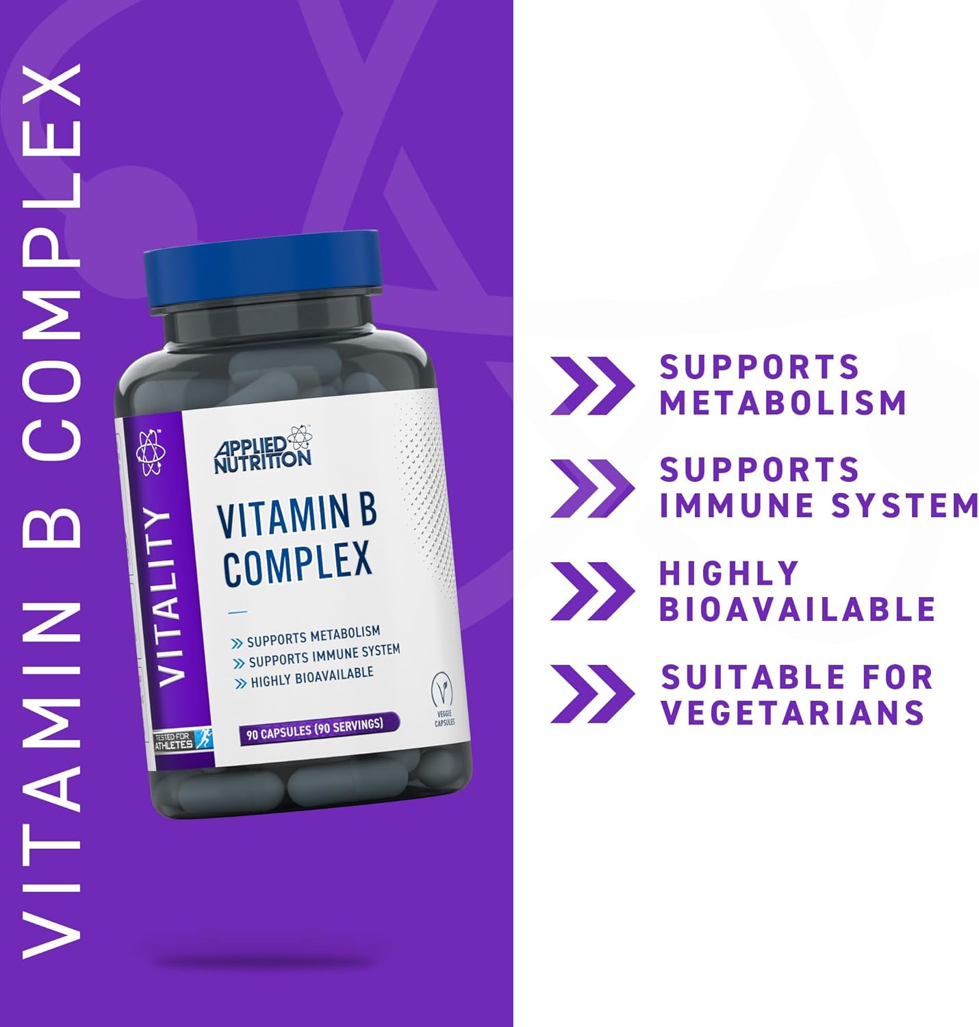 Applied Nutrition Vitamin B Complex B1, B2, B3, B5, B6, B12, Biotin&Folic Acid Immune  90 Caps - Galeri