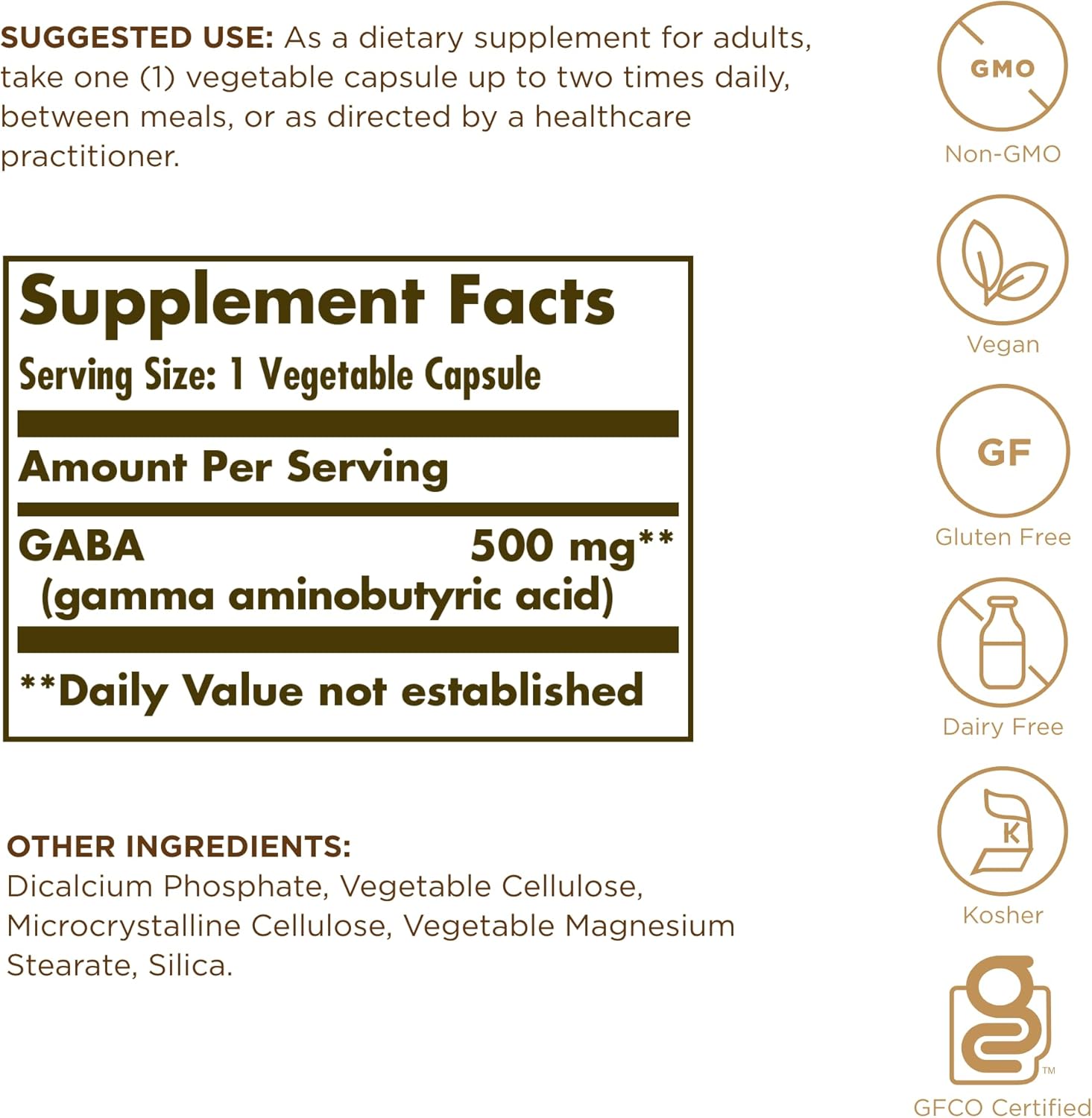 Solgar GABA 500 mg Relaxation & Nervous System 50 Vegetable Caps - Galeri