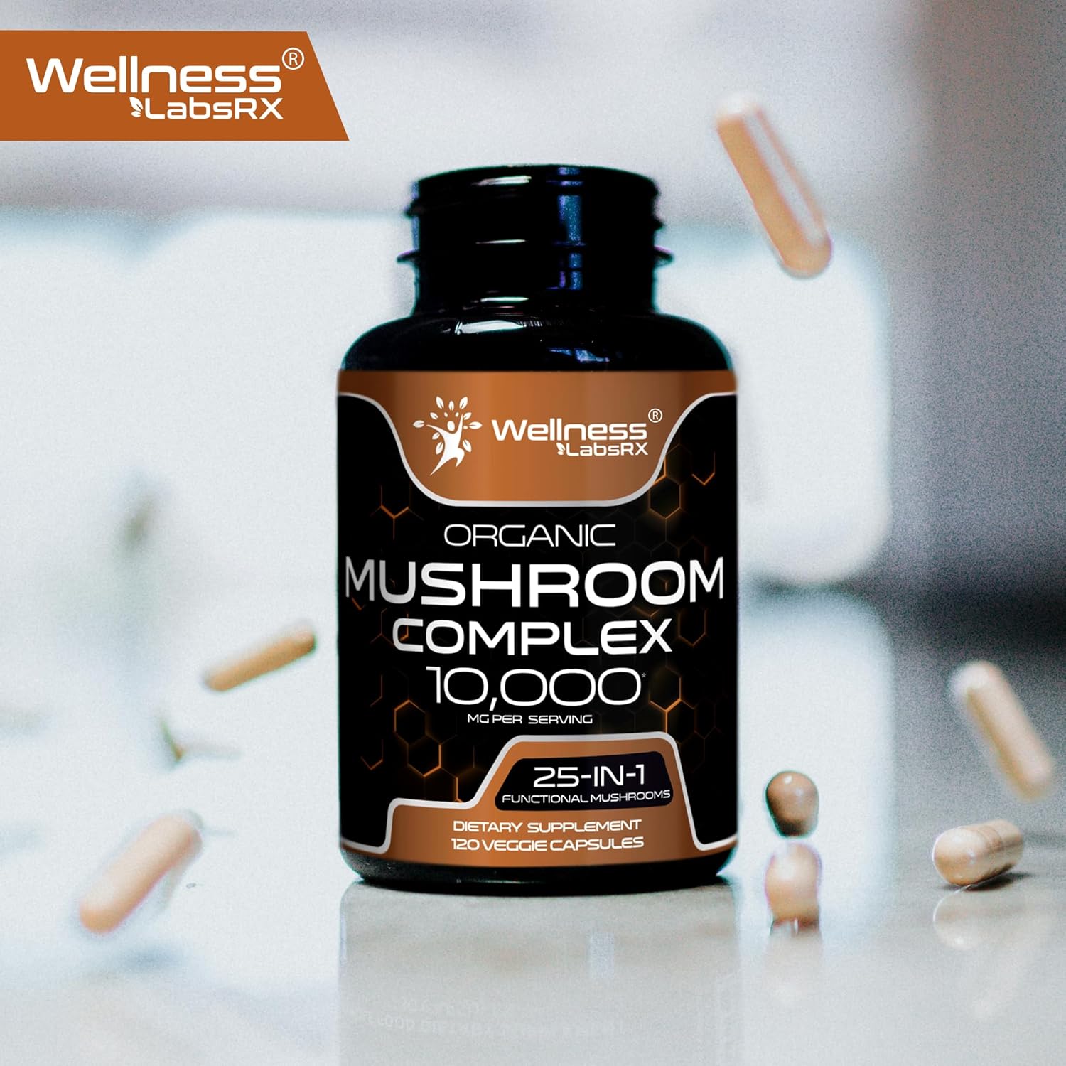 WELLNESS LABS Reishi Mushroom 10:1 Extract Lions Mane Turkey Tail 120 Caps - Galeri