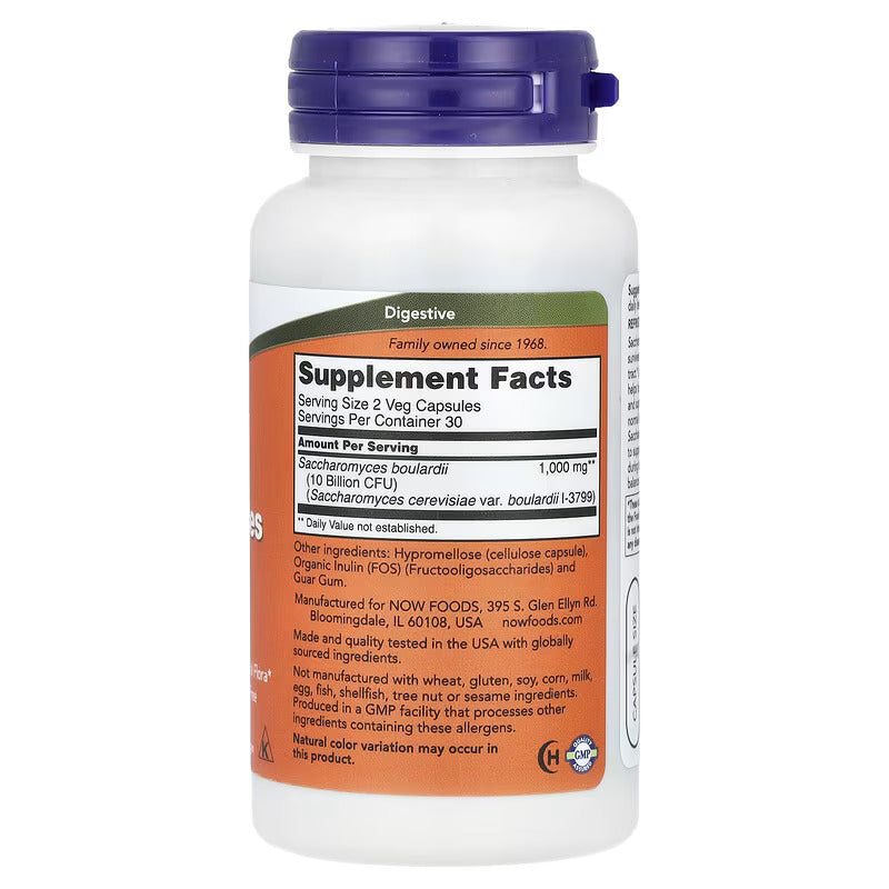 NOW Foods Saccharomyces Boulardii Probiotic(Probiyotik) 5 Billion CFU 60 Vegetarian Caps - Galeri