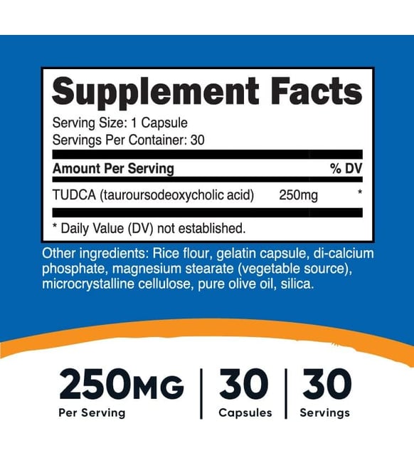 Nutricost Tudca Tauroursodeoxycholic BILE acid 250 MG 30 Caps - Galeri