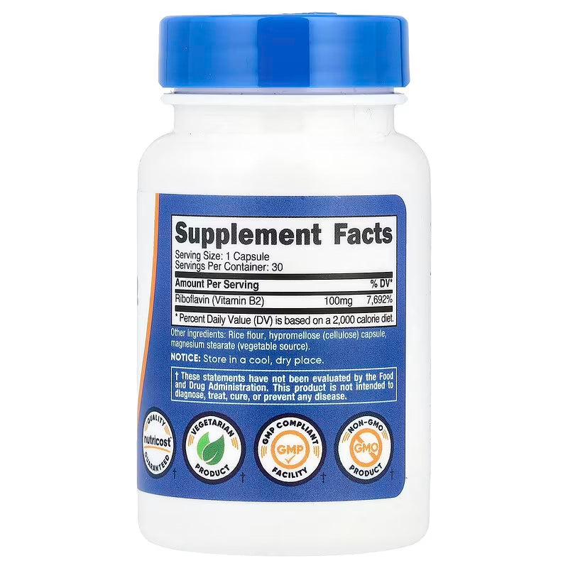 Nutricost Riboflavin Vitamin B2 100 mg 30 Capsules - Galeri