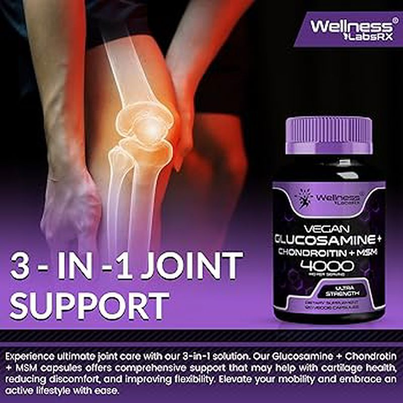 Wellness Labs Glucosamine + Chondroitin + MSM 4000mg – 120 Capsules - Galeri