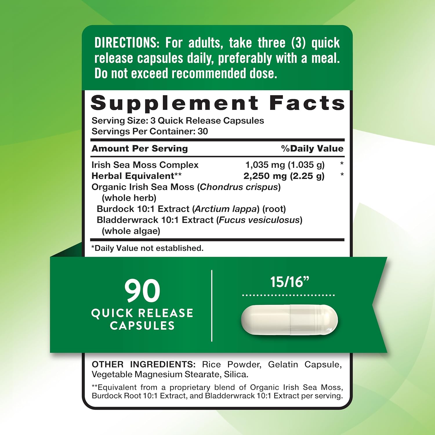 Nature's Truth Irish Sea Moss with Bladderwrack & Burdock Root Greens & Superfoods 90 Caps - Galeri