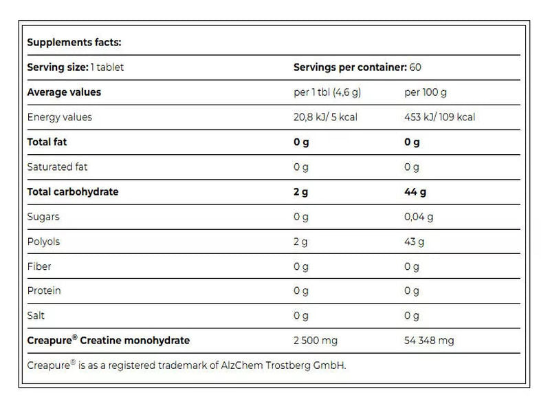 Amix Black Line Creatine Creapure 2500mg 60 Chewable Tabs Zero Sugar - Galeri
