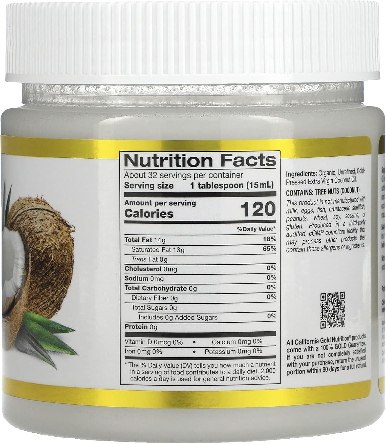 California Gold Nutrition Superfoods Cold Pressed Organic Virgin Hindistan Cevizi Yağı Coconut Oil 473 ml - Galeri