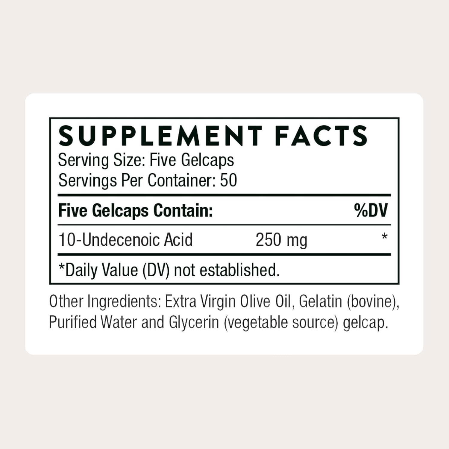 THORNE Undecylenic Acid 250 mg Healthy Balance of Gut & Vaginal Flora 250 Gelcaps - 50 Servings - Galeri