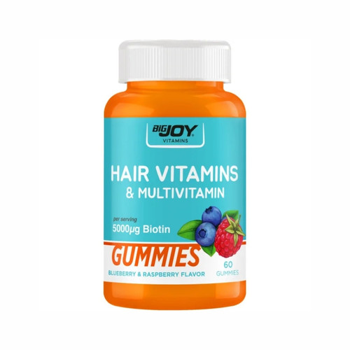 Bigjoy Vitamins Hair Vitamins &amp; Multivitamin Yaban Mersini &amp; Ahududu 60 Gummies