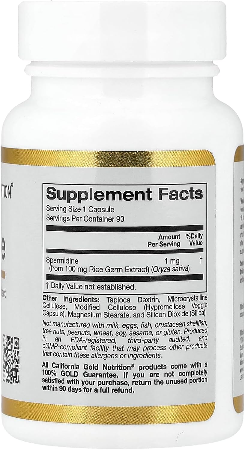 California Gold Nutrition Spermidine Rice Germ Extract cellular health & healthy aging 1 mg, 90 Veggie Caps - Galeri
