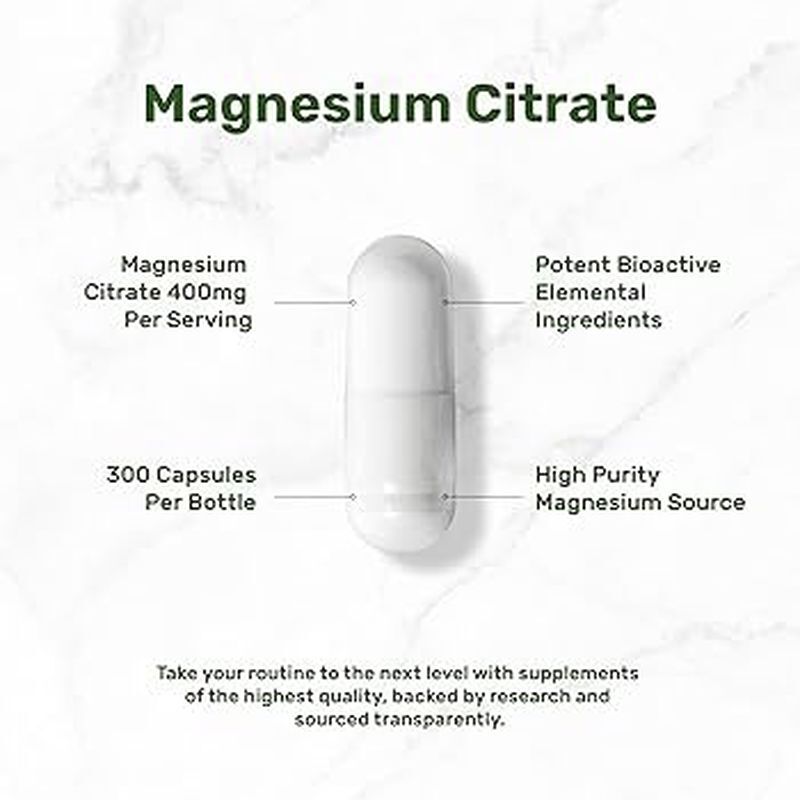 Deal Supplement Magnesium(Magnezyum) Citrate 400mg Per Serving, 300 Veggie Capsules - Galeri