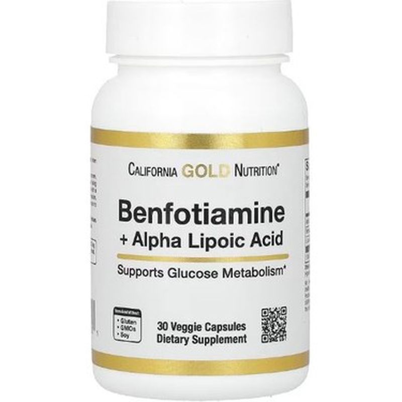 California Gold Nutrition, Benfotiamine + Alpha Lipoic Acid, 30 Vegetarian Capsules