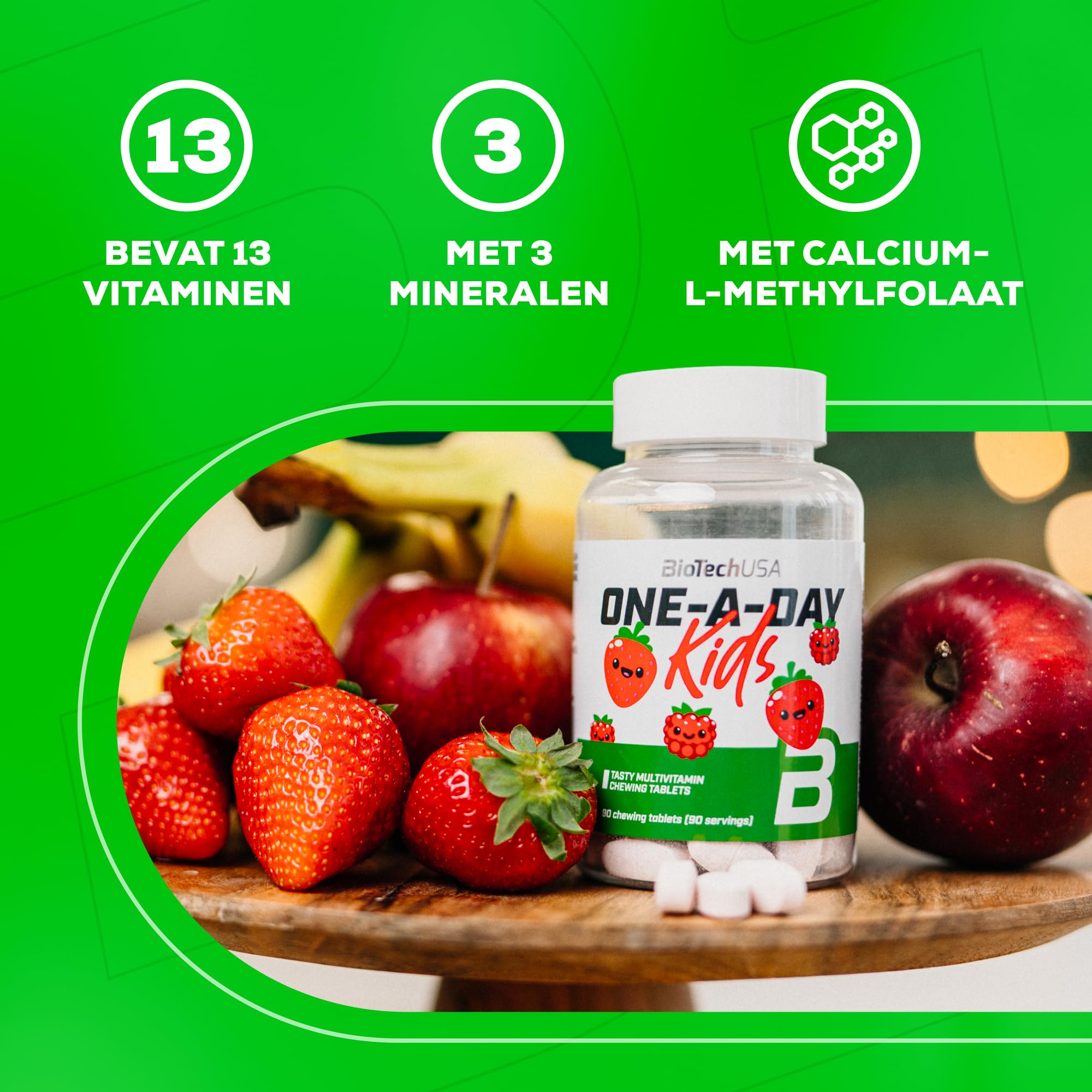 BIOTECH USA One-A-Day Kids Vitamin + Mineral - 90 chewable çiğneme tab +4 Çocuklara özel) USA MENŞEİ - Galeri