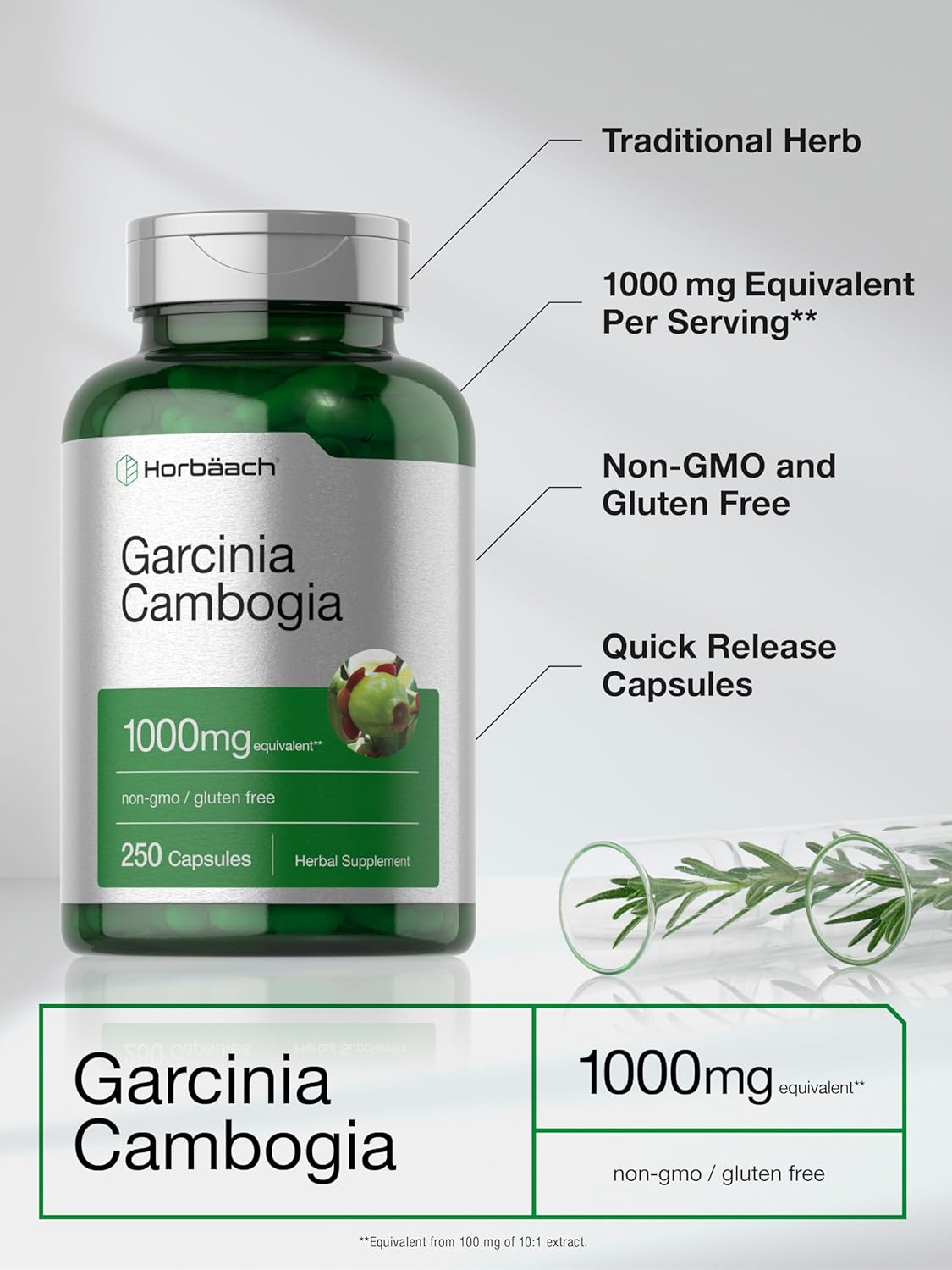 Horbaach Garcinia Cambogia Appetite Control Weight loss 1000mg 250 Caps - Galeri
