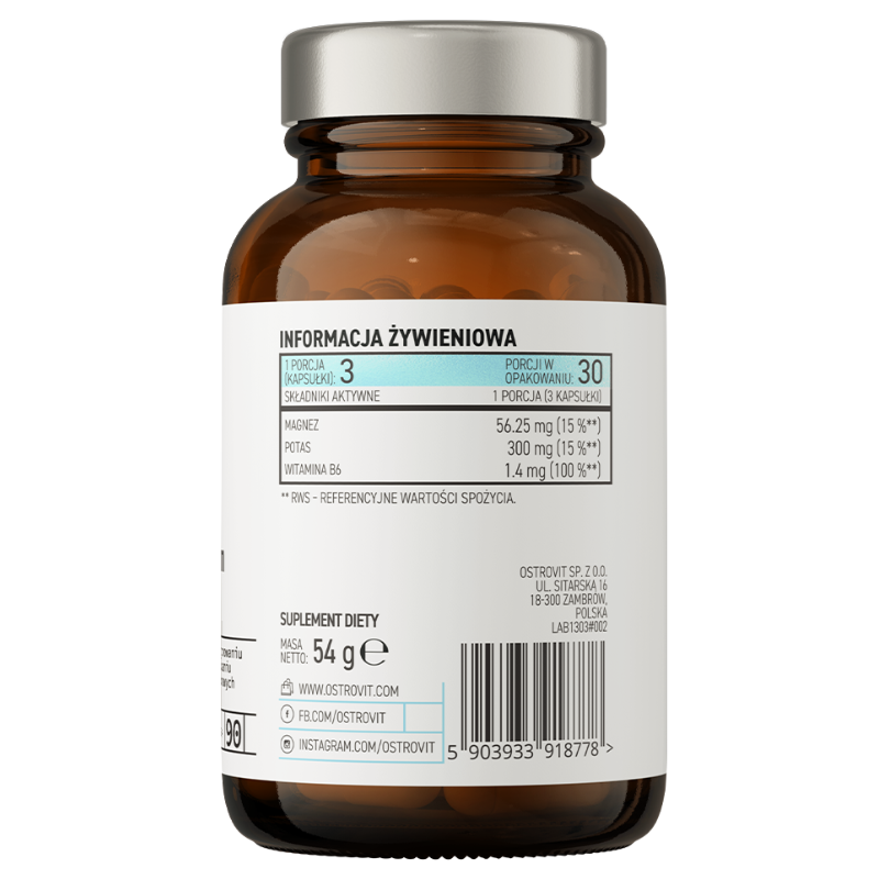 OstroVit Magnesium Citrate + Potassium + B6 P-5-P 90 Caps - Galeri