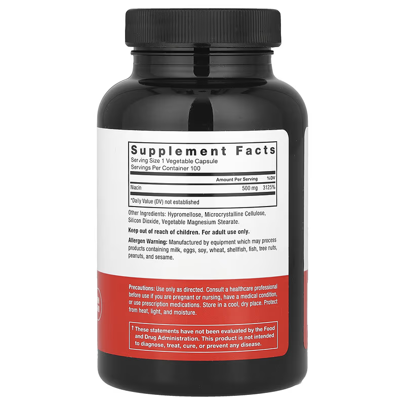 Force Factor Niacin Vitamin B3 Cellular Energy and Cardiovascular Heart-Health 100 Vegetable Capsules - Galeri
