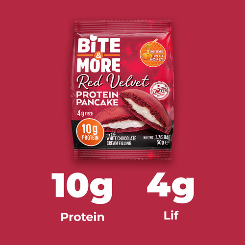 Red Velvet Beyaz Çikolatalı Protein Pankek (50g x12 Adet) - Galeri