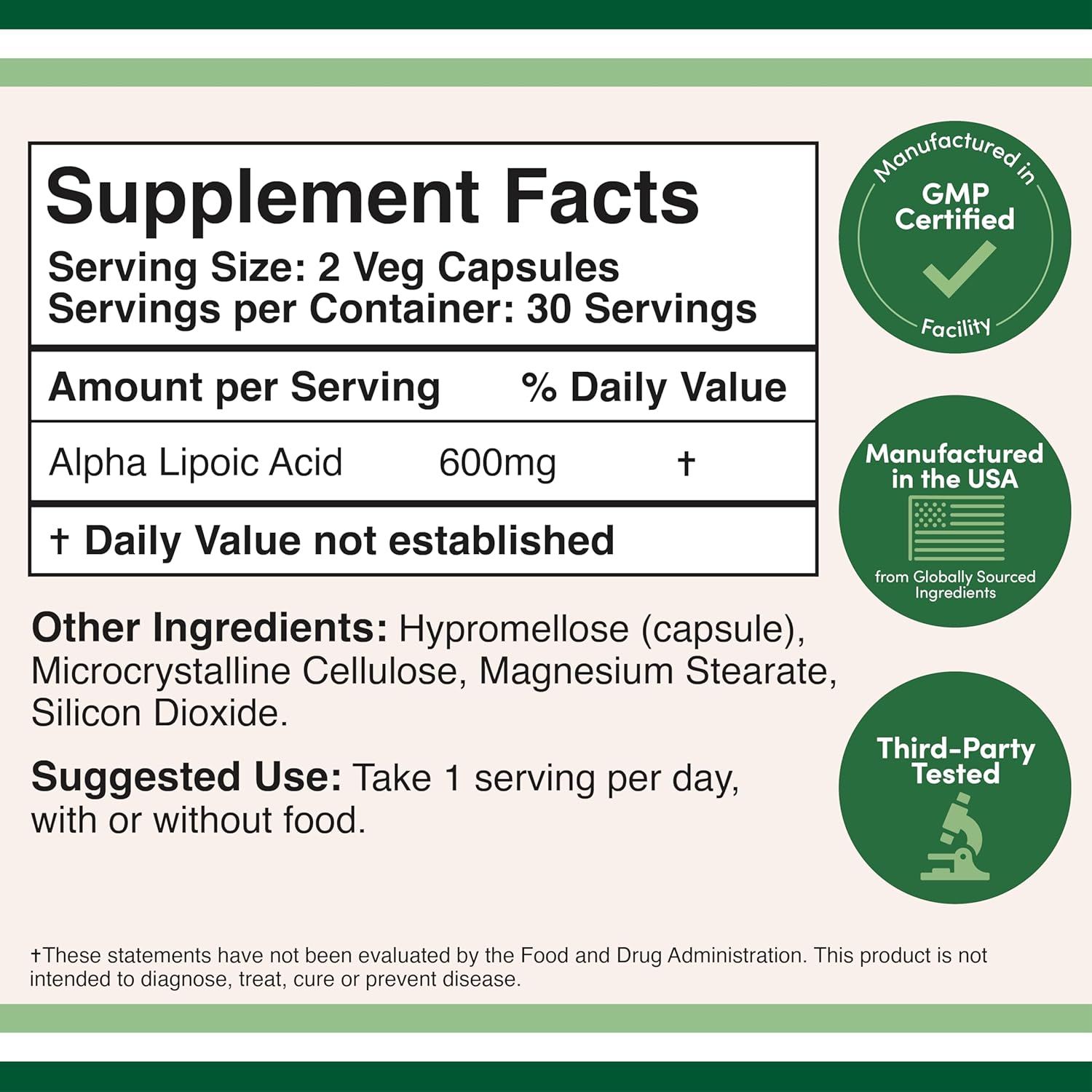 Double Wood Alpha Lipoic Potent Antioxidant for Neuropathy and Cardiovascular Health 600 Mg 60 Caps - Galeri